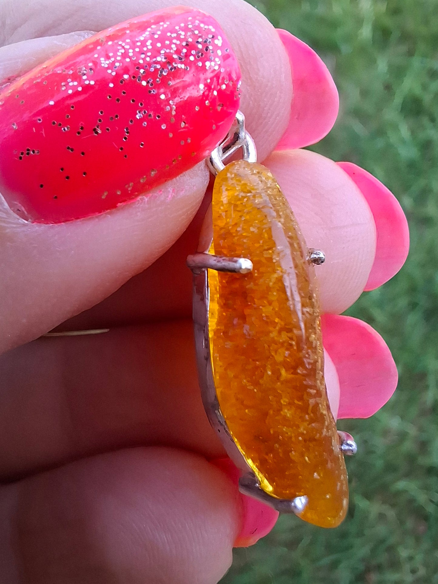 Baltic Amber Pendant, 925 Silver, Fossil (Ref: AP3)