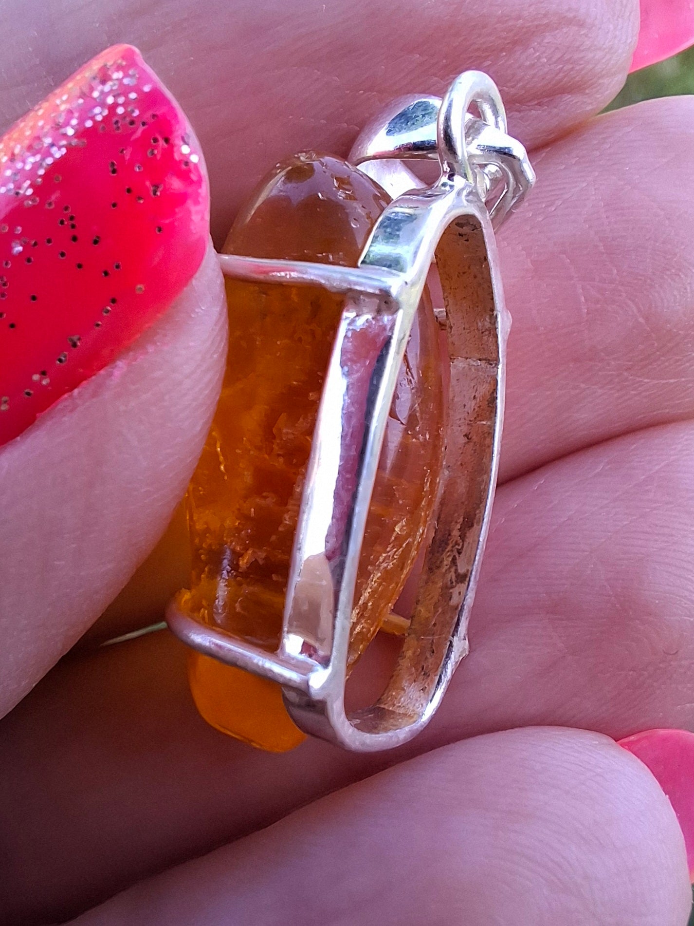Baltic Amber Pendant, 925 Silver, Fossil (Ref: AP13)