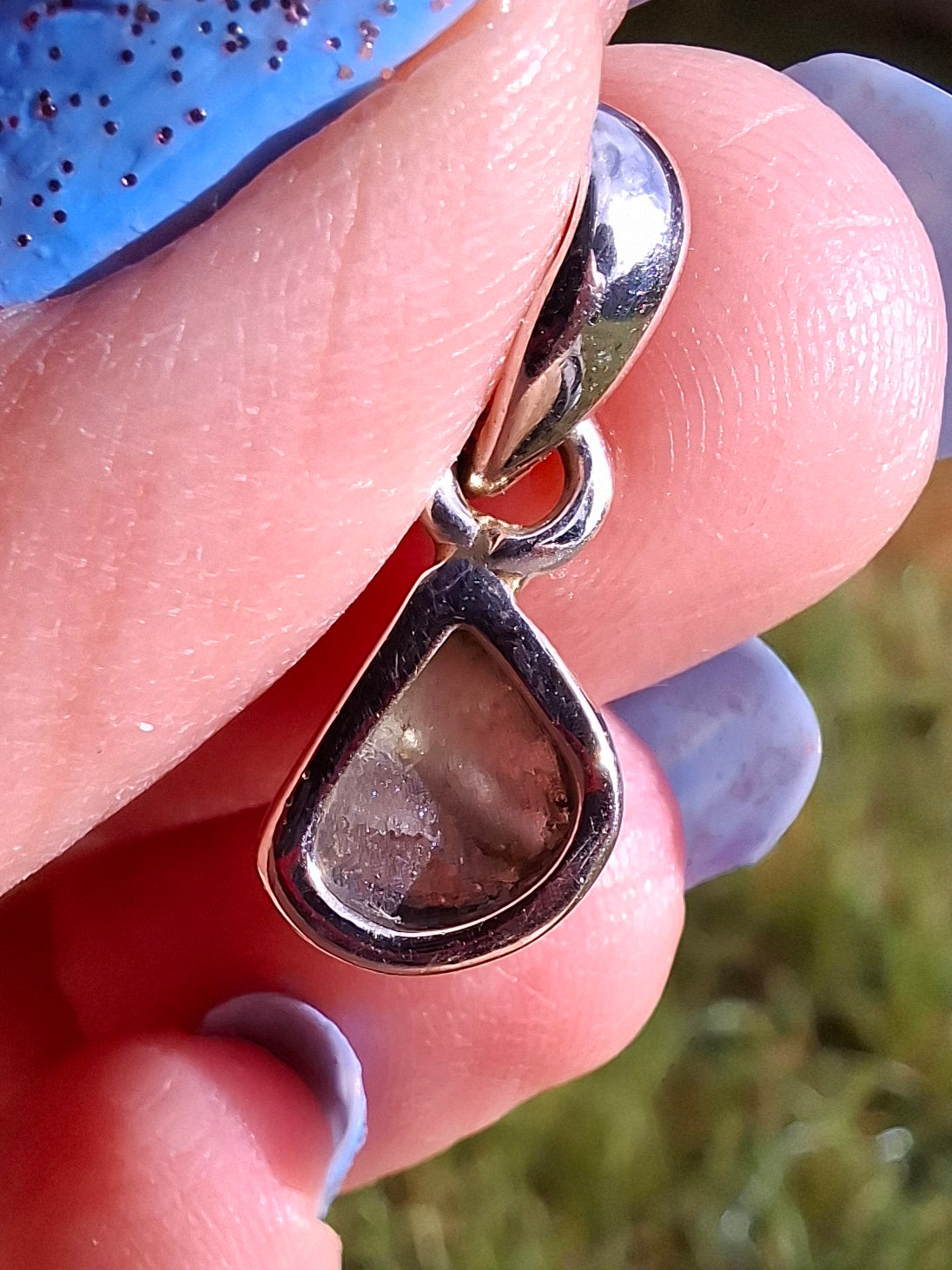 Moldavite Pendant, 925 Silver, Tektite (Ref: P38)