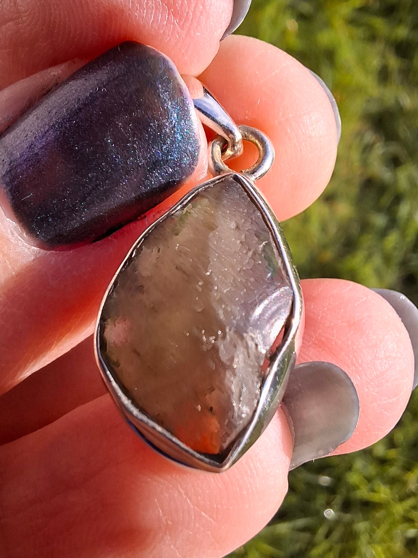 Moldavite Pendant, 925 Silver, Tektite (Ref: P10)