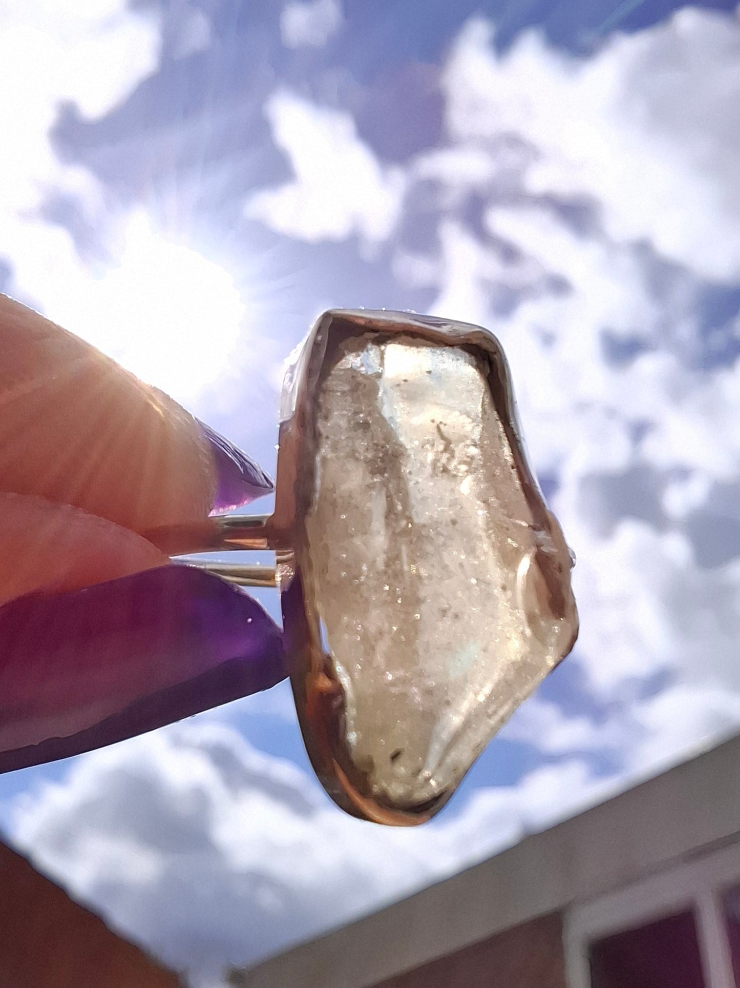 Libyan Desert Glass Ring, size large P, 925 Silver, Tektite (Ref: LR33)