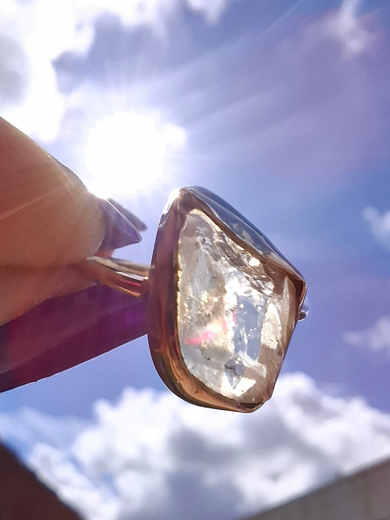 Libyan Desert Glass Ring, size large O, 925 Silver, Tektite (Ref: LR23)