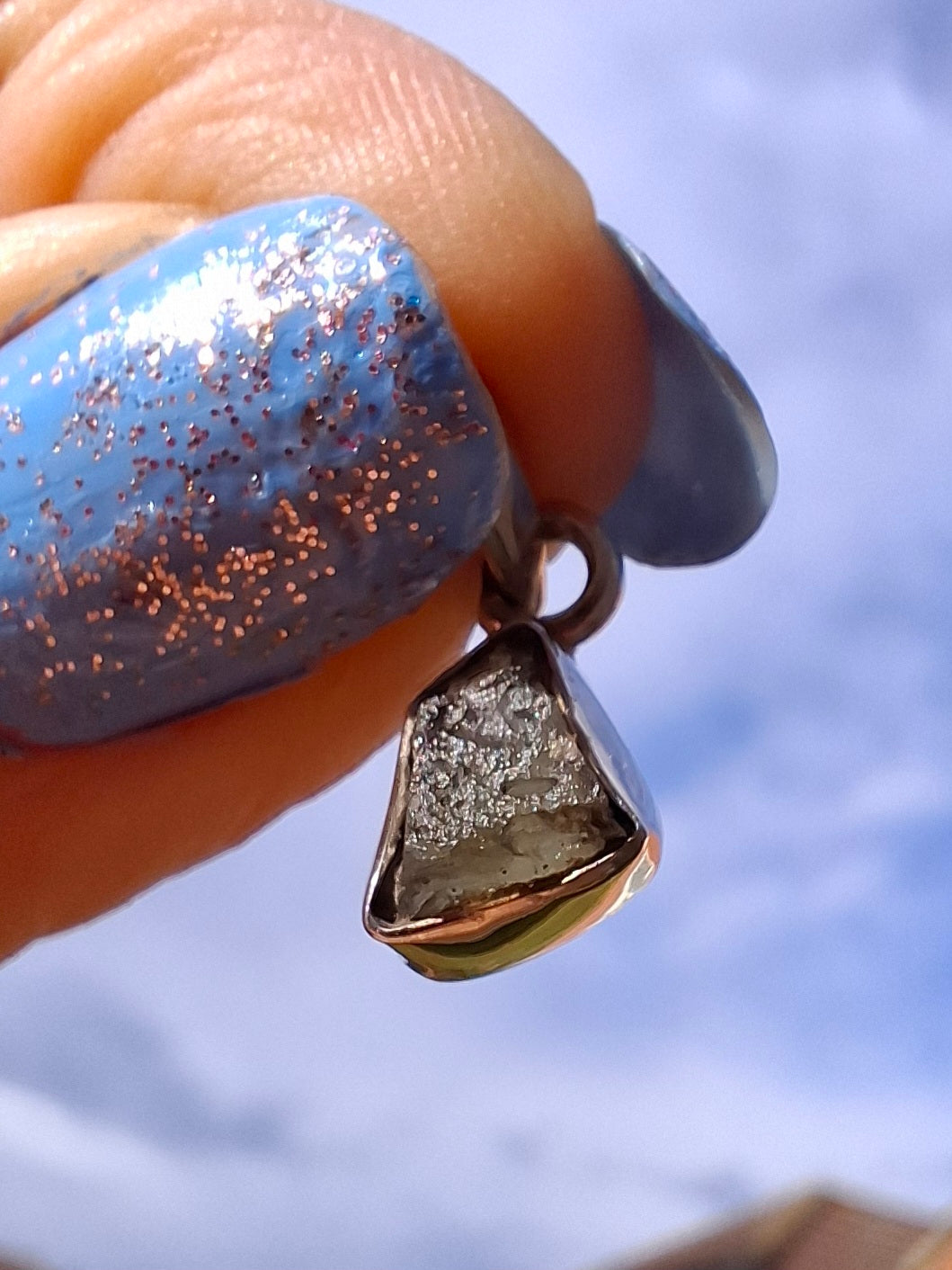 Moldavite Pendant, 925 Silver, Tektite (Ref: P34)