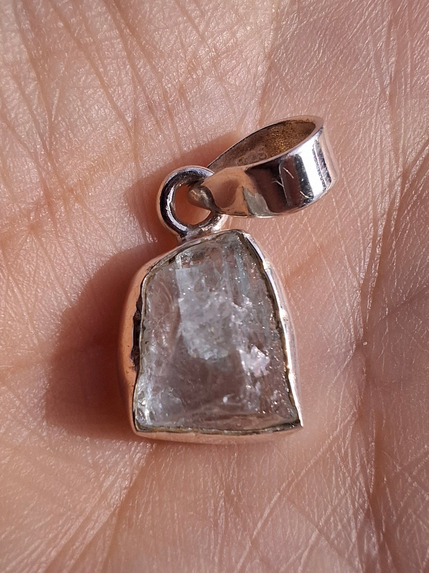 Aquamarine Pendant, 925 Silver, Crystal (Ref: AQ19)