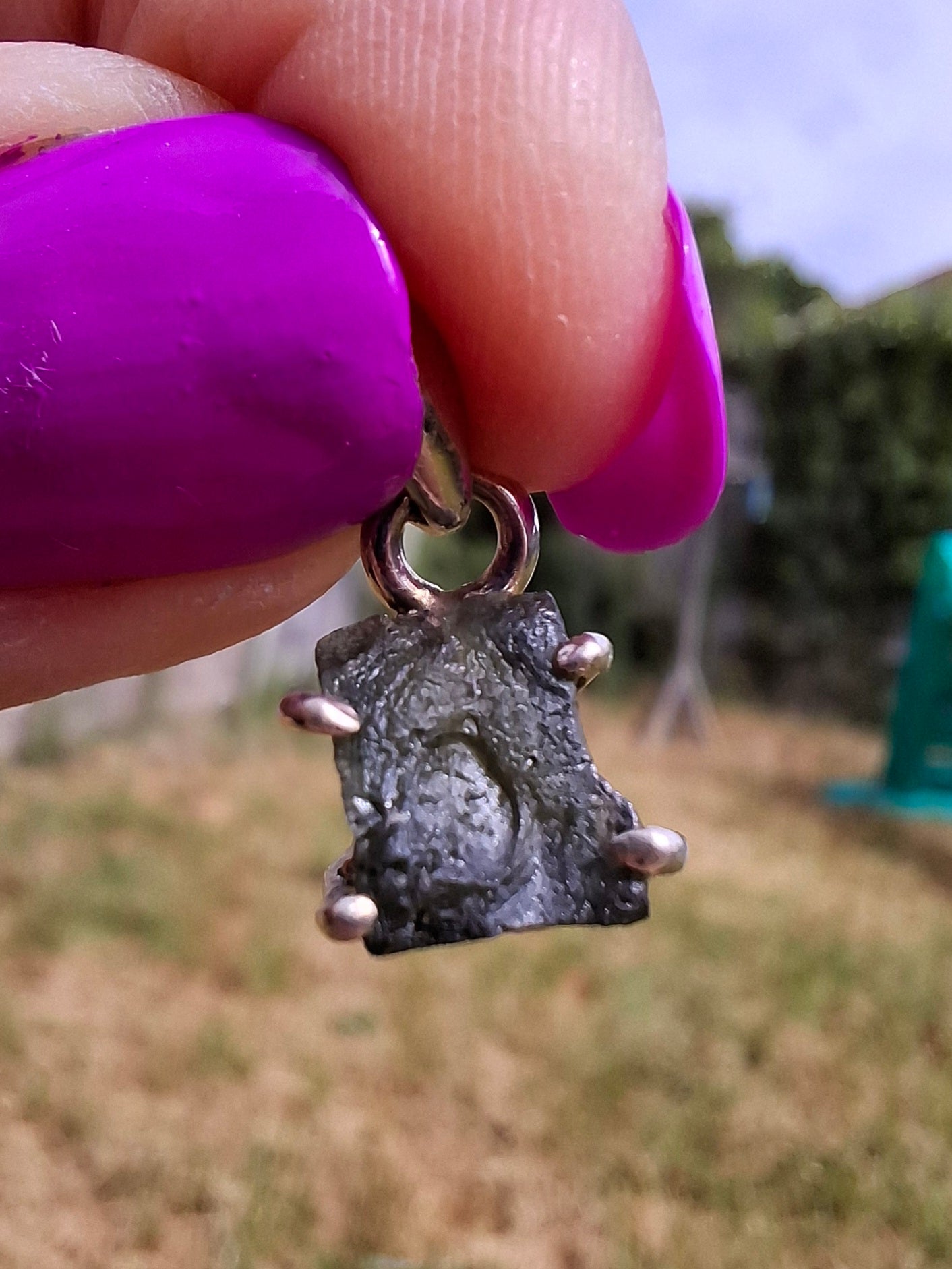 Moldavite Claw Pendant, 925 Silver, Tektite (Ref: P20)