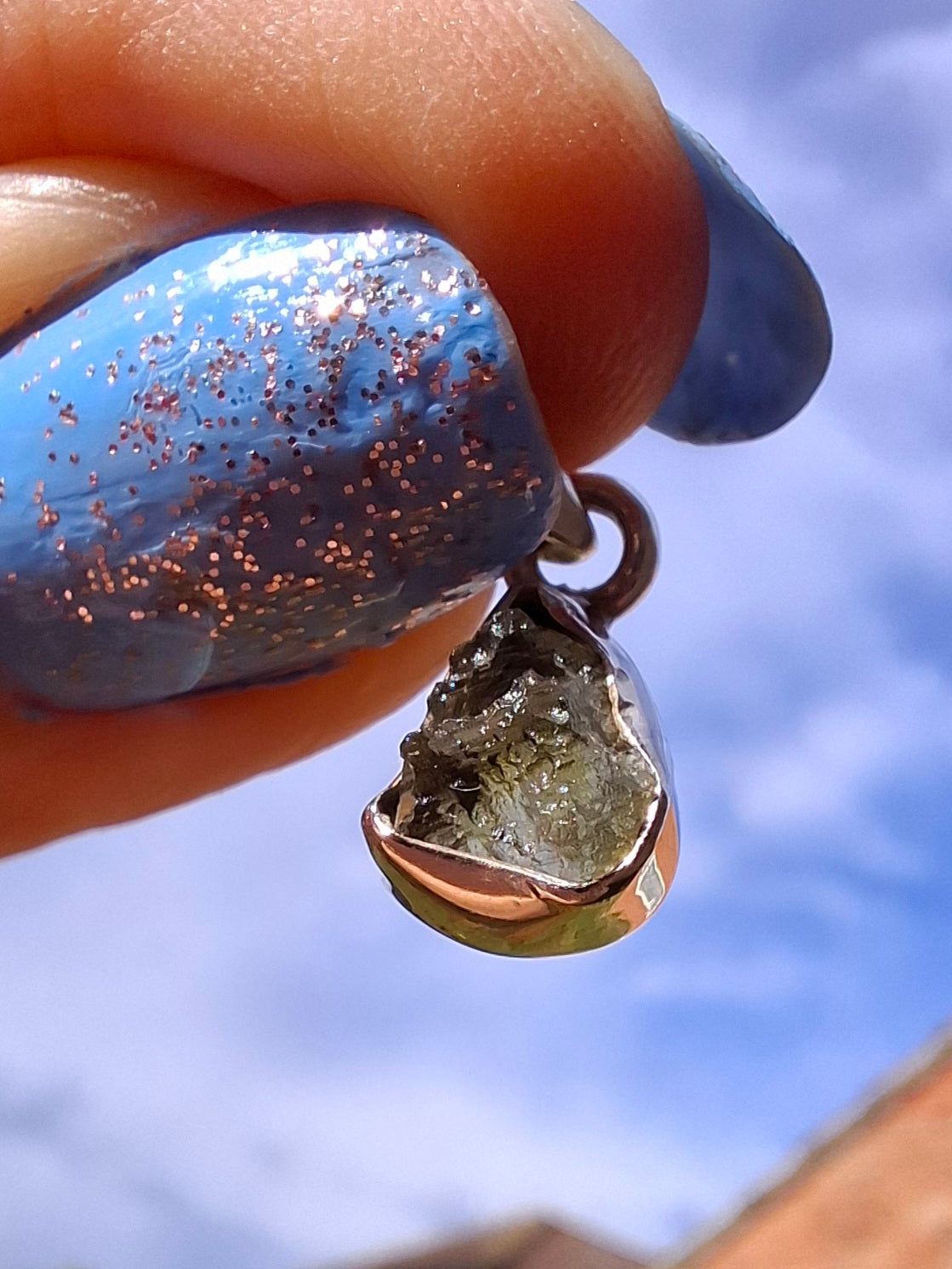 Moldavite Pendant, 925 Silver, Tektite (Ref: P36)