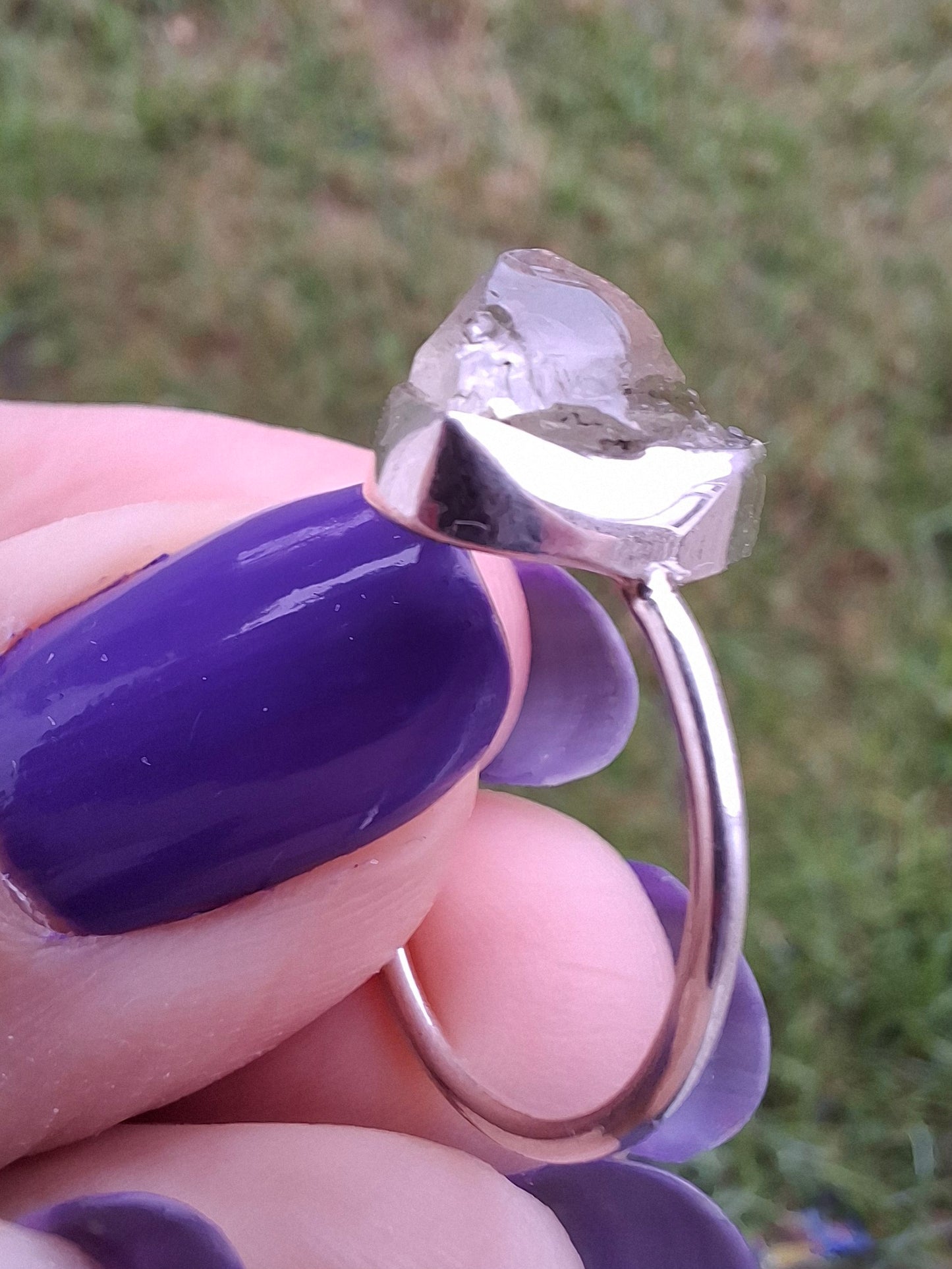 Libyan Desert Glass Ring, size small P, 925 Silver, Tektite (Ref: LR25)