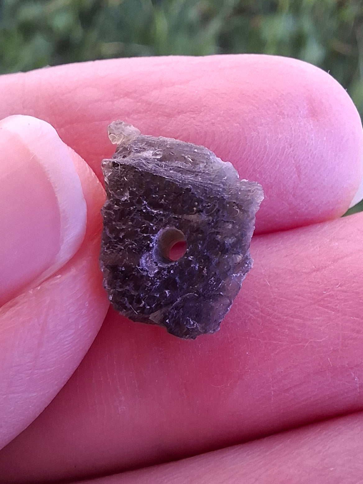 DRILLED Moldavite Piece, 0.92g, Tektite (Ref: D8)