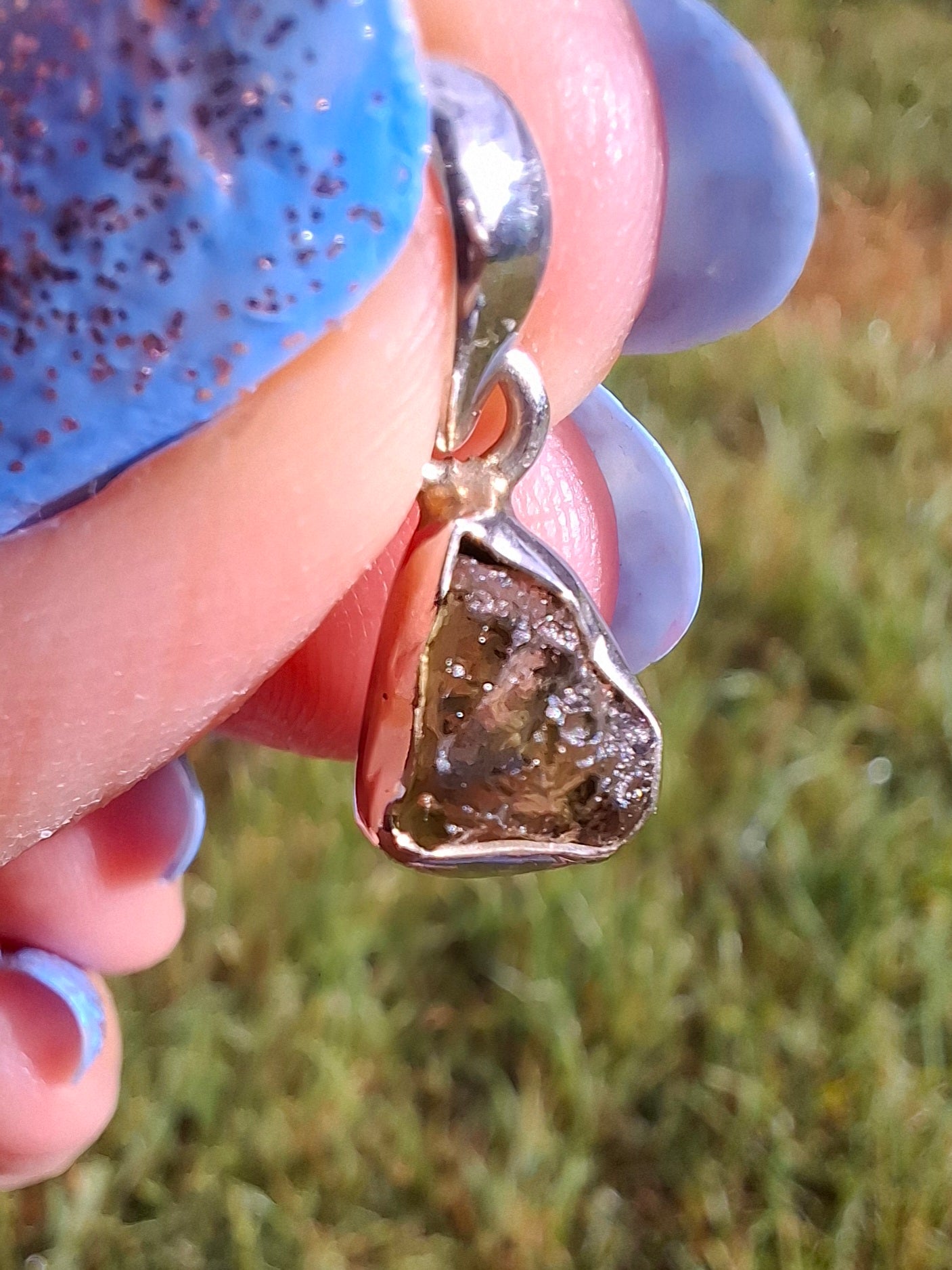 Moldavite Pendant, 925 Silver, Tektite (Ref: P37)