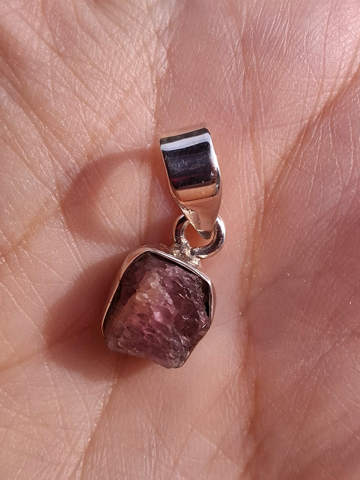 Pink Tourmaline Pendant, 925 Silver, Crystal (Ref: PT76)