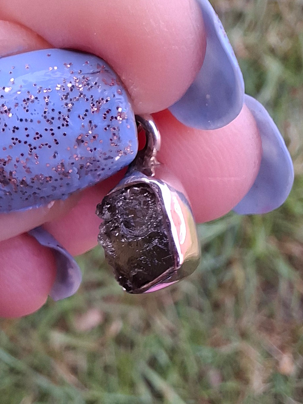 Moldavite Pendant, 925 Silver, Tektite (Ref: P61)