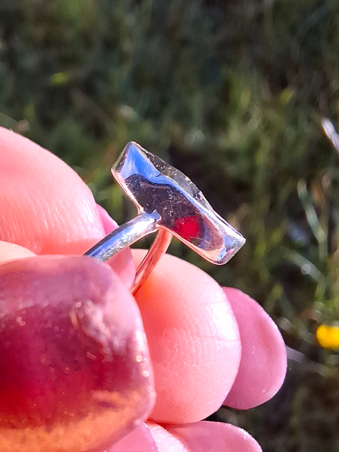 Moldavite Ring, size large M/small N, 925 Silver, Tektite (Ref: R39)