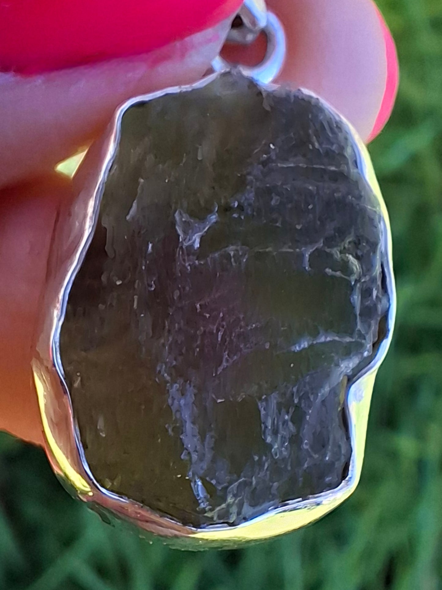 Moldavite Pendant, 925 Silver, Tektite (Ref: P433)