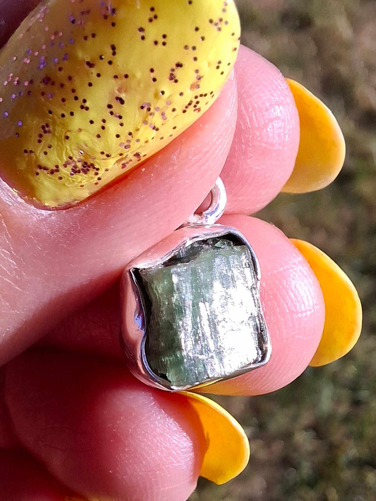 Green Tourmaline Pendant, 925 Silver, Crystal (Ref: GT11)