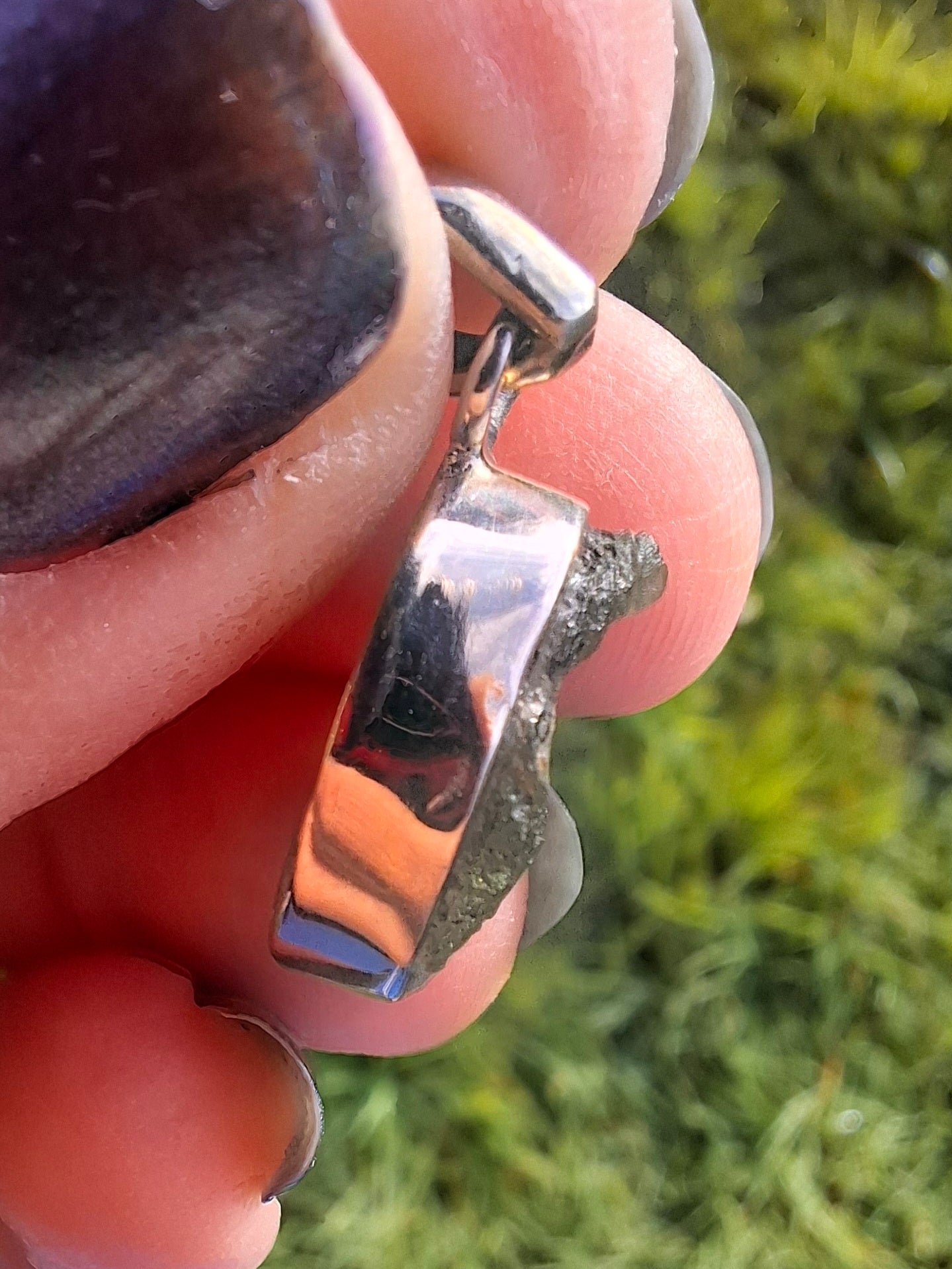 Moldavite PENDANT, 925 Silver, Tektite (Ref: P1)