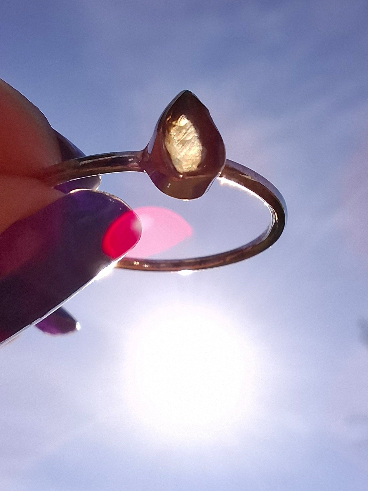 Moldavite Ring, size Q, 925 Silver, Tektite (Ref: R45)