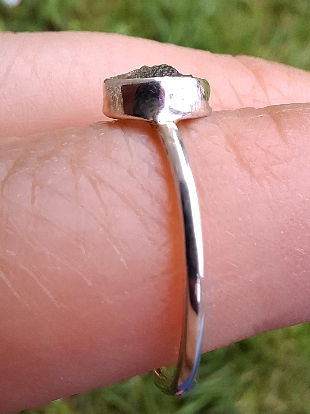 Moldavite Ring, size large L, 925 Silver, Tektite (Ref: R49)