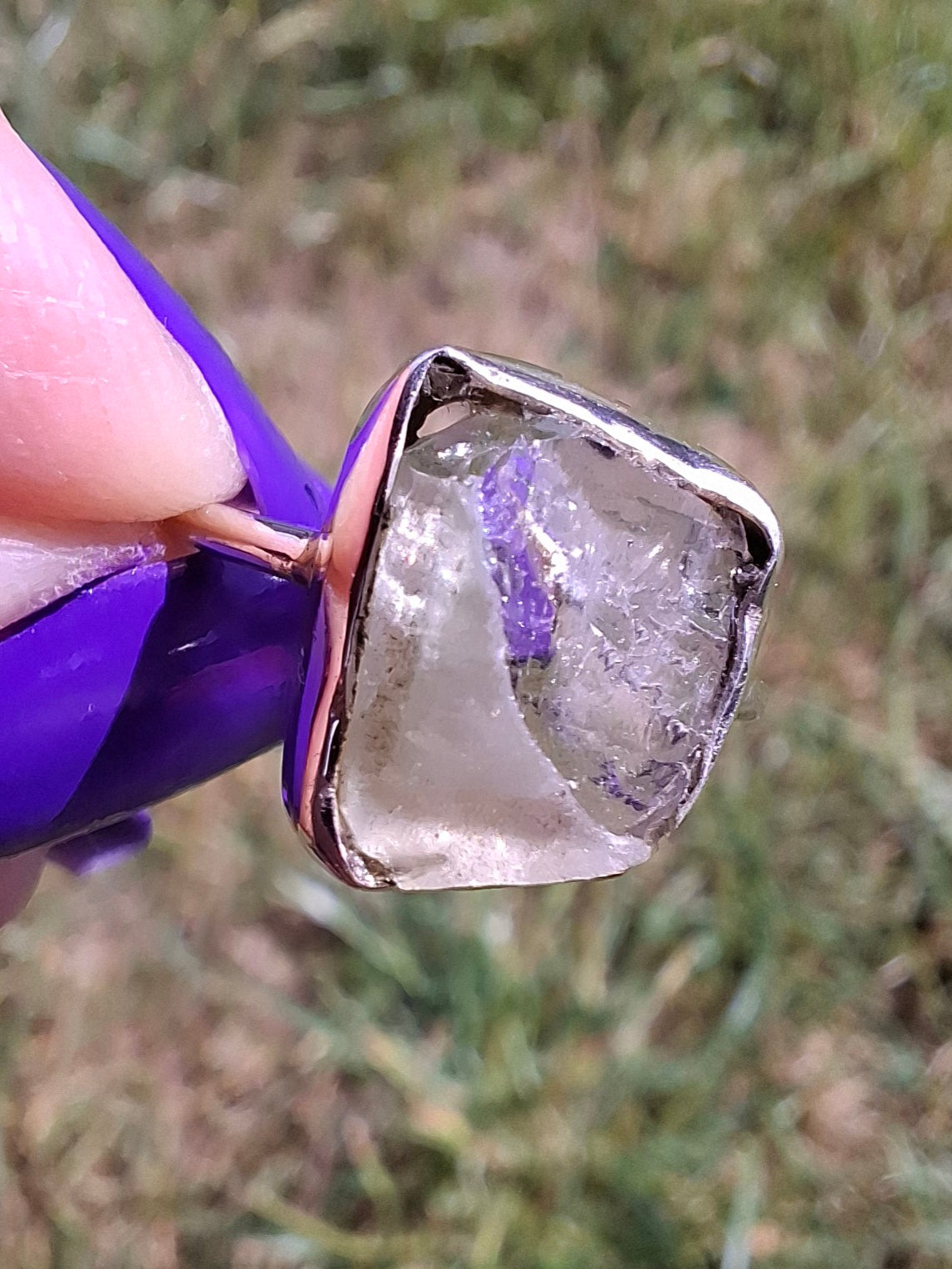 Libyan Desert Glass Ring, size small L, 925 Silver, Tektite (Ref: LR14)
