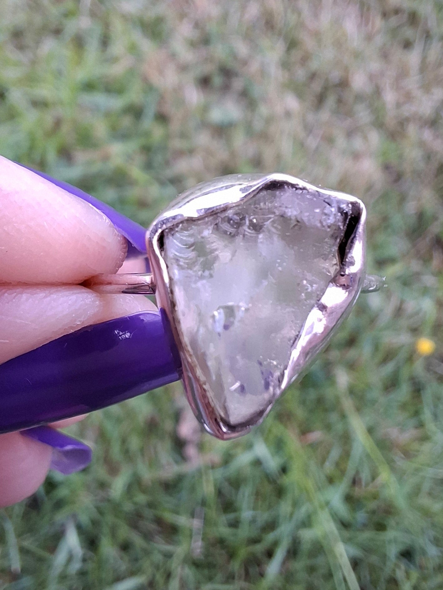 Libyan Desert Glass Ring, size U, 925 Silver, Tektite (Ref: LR52)
