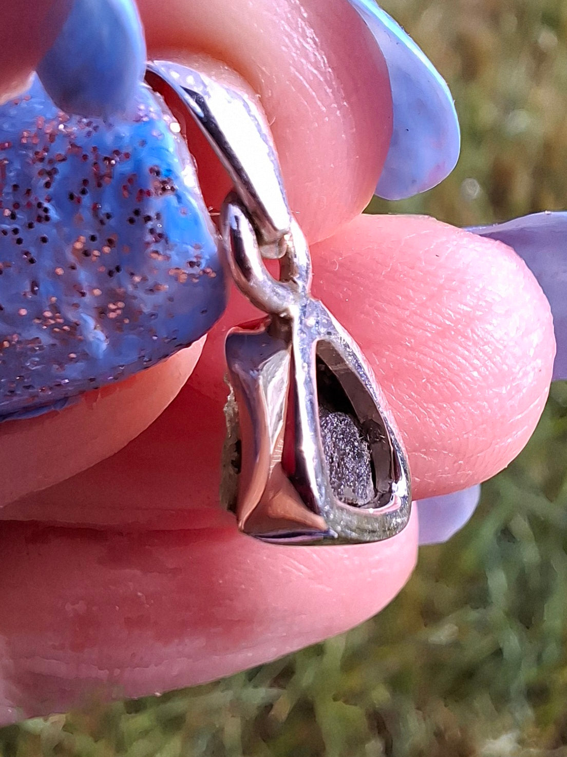 Moldavite Pendant, 925 Silver, Tektite (Ref: P34)