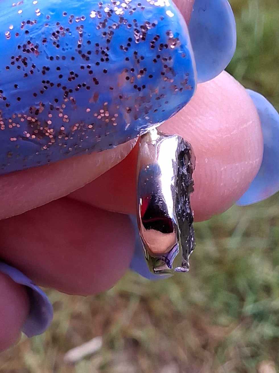 Moldavite Pendant, 925 Silver, Tektite (Ref: P76)