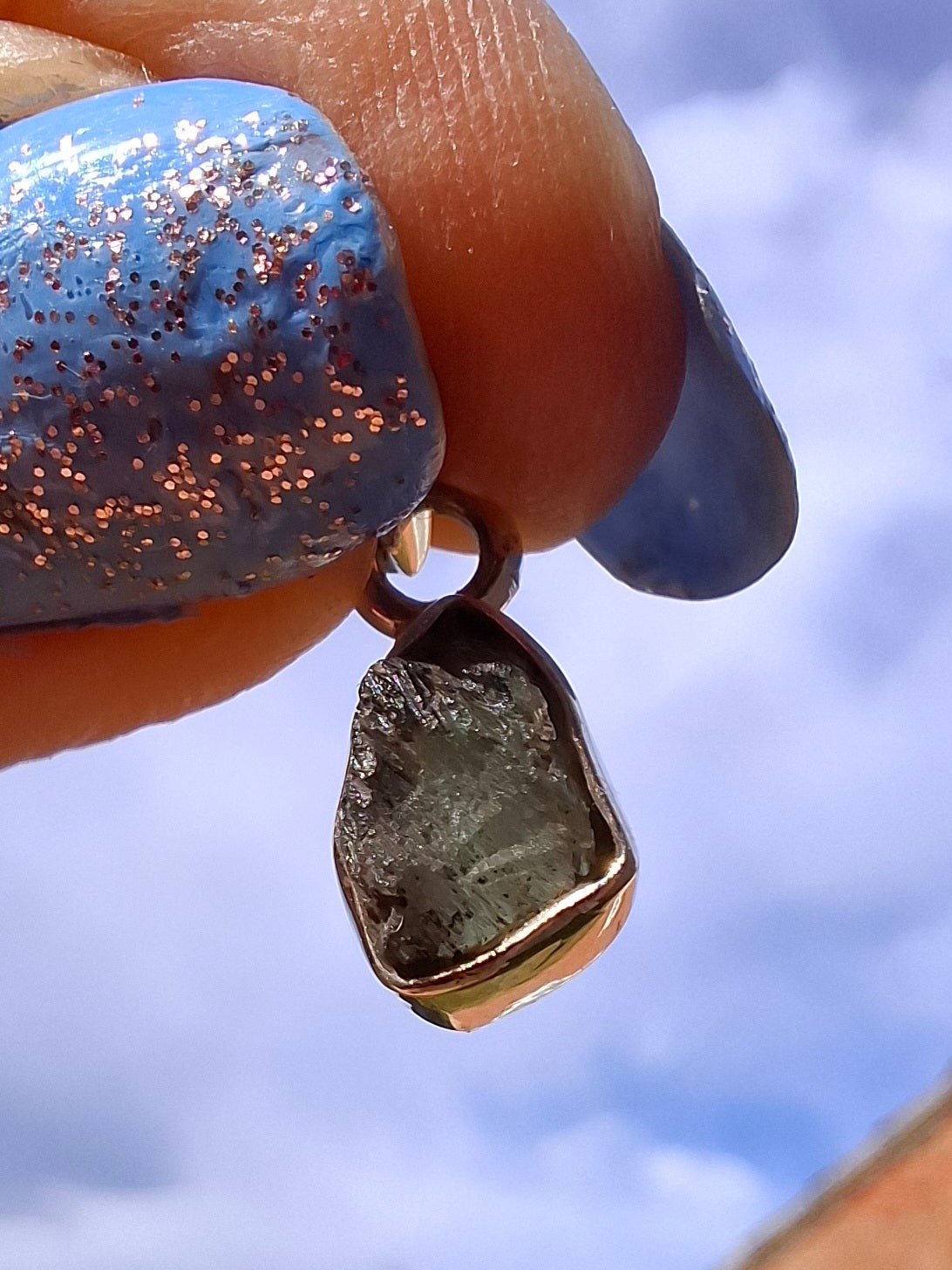 Moldavite Piece, 925 Silver, Tektite (Ref: P54)