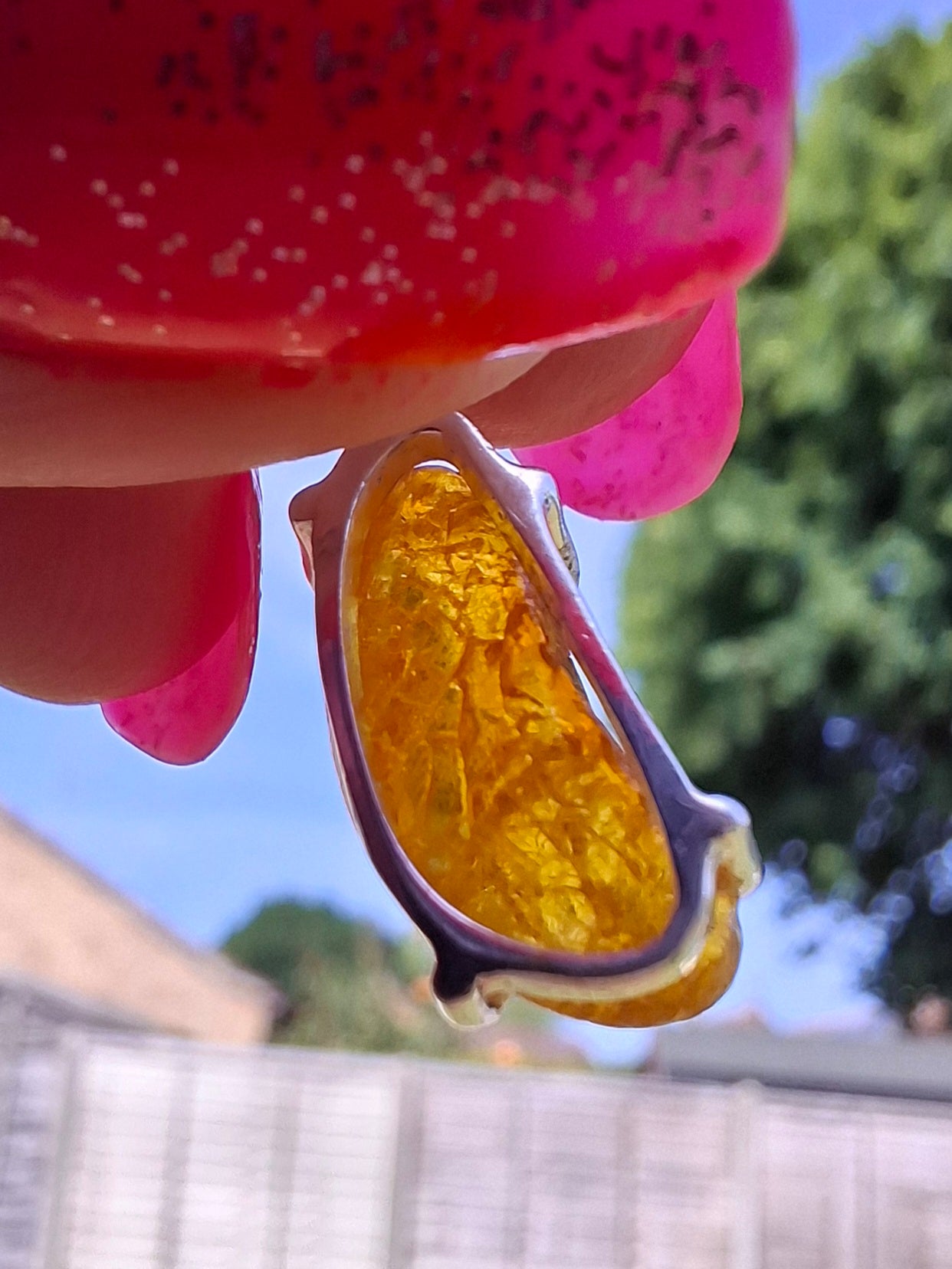 Baltic Amber Pendant, 925 Silver, Fossil (Ref: AP21)