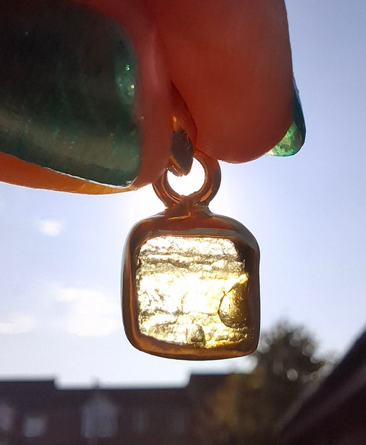 Moldavite Pendant, 14K GOLD Plated, Tektite (Ref: P453)