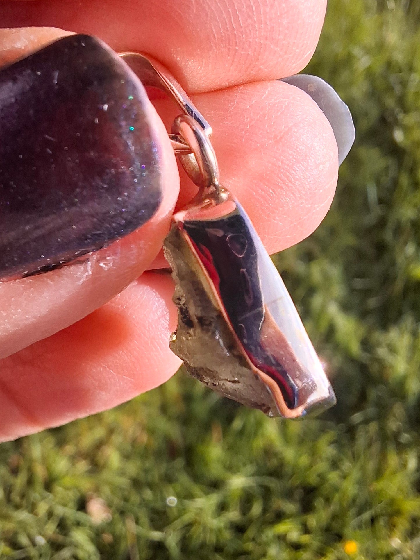 Moldavite Pendant, 925 silver, Tektite (Ref: P4)