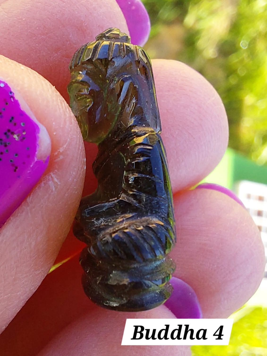 Moldavite BUDDHA Carving, 2.71g, Tektite (Ref: Buddha4)