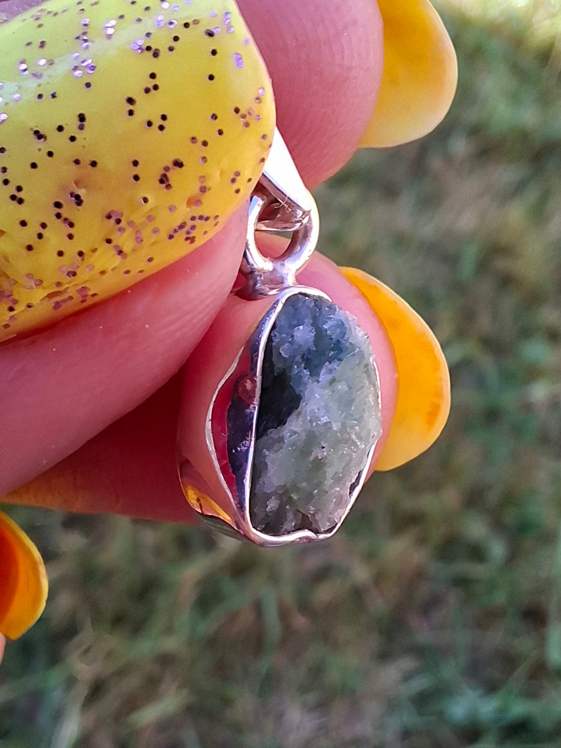 Green Tourmaline Pendant, 925 Silver, Crystal (Ref: GT14)