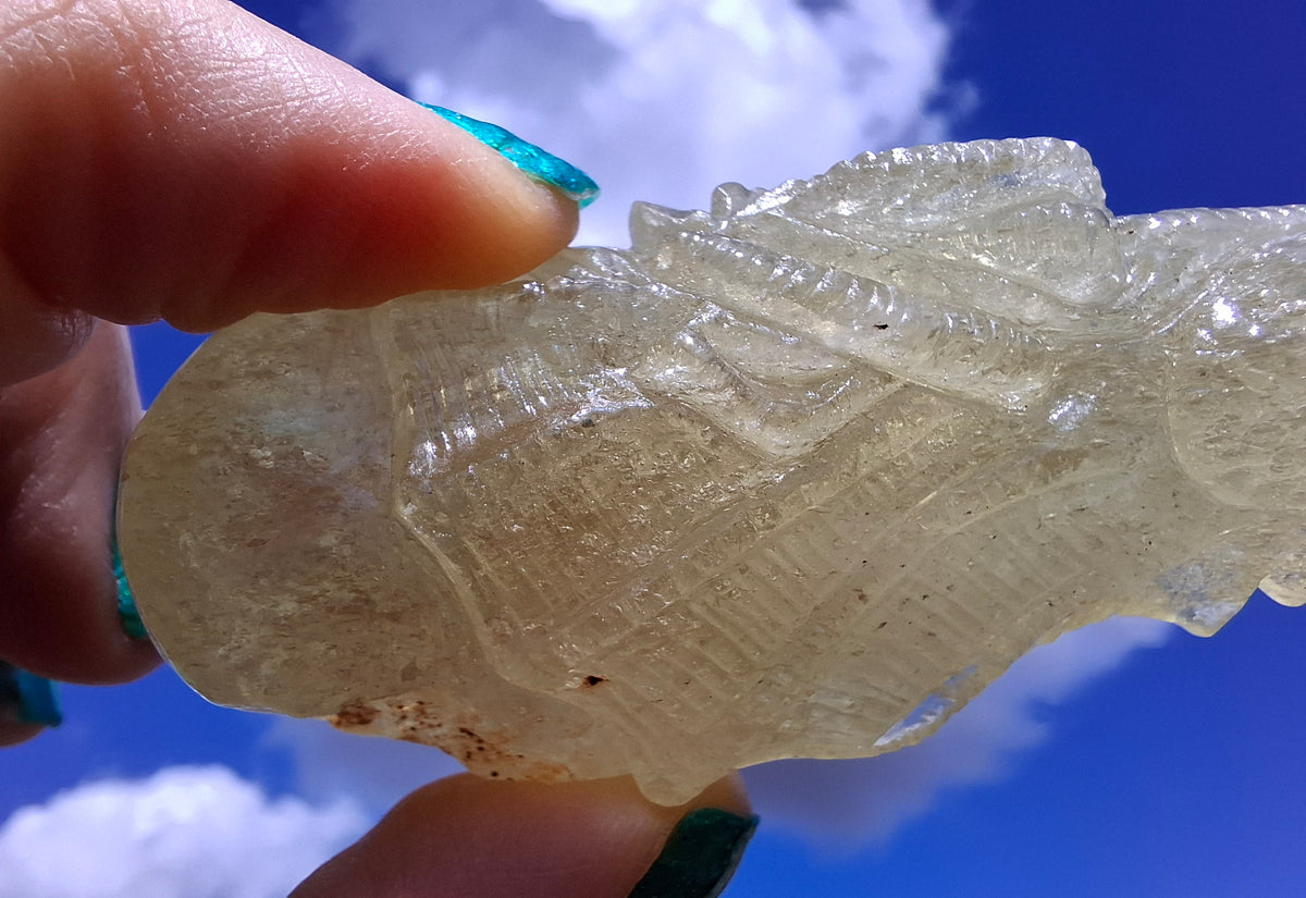 Libyan Desert Glass DRAGON HEAD carving, 48.11g, Tektite (Ref: Dragon4)