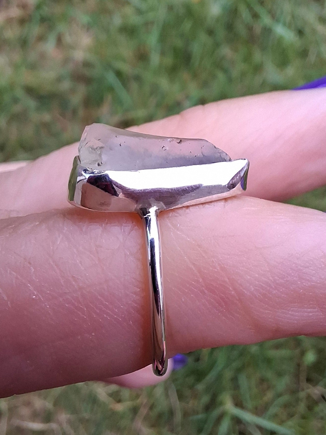Libyan Desert Glass Ring, size large G, 925 Silver, Tektite (Ref: LR1)