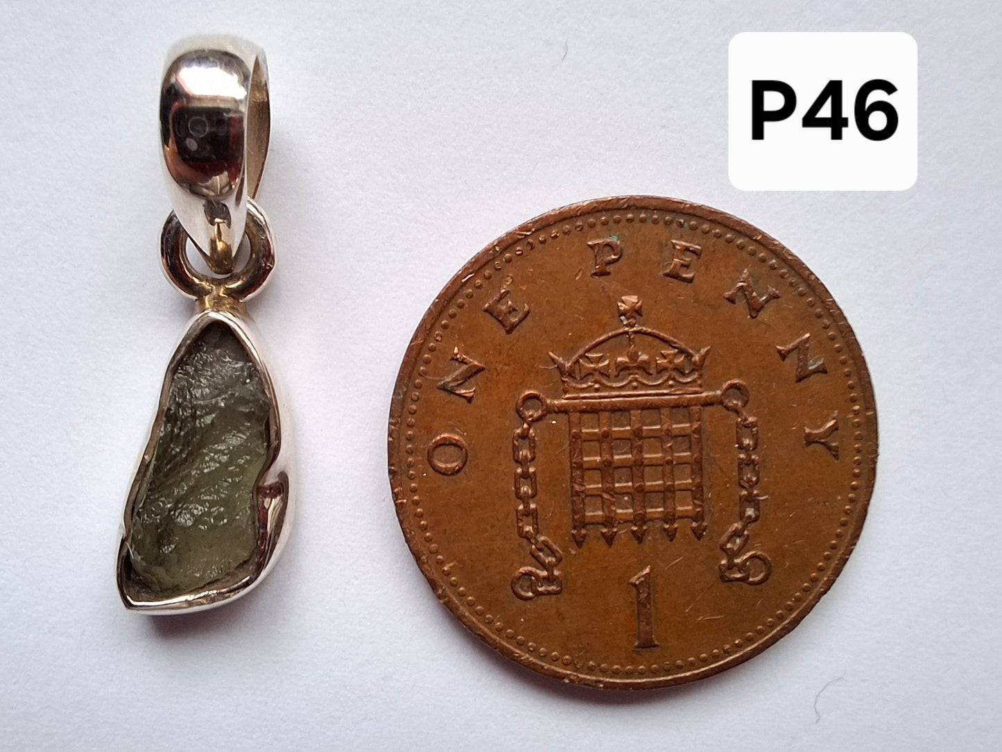 Moldavite Pendant, 925 Silver, Tektite (Ref: P46)