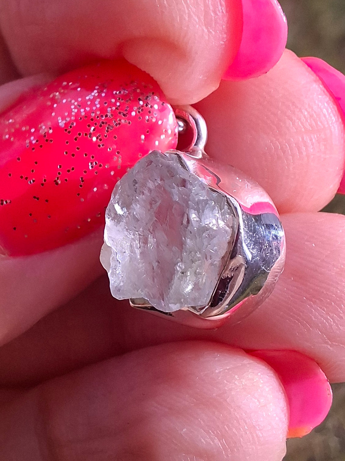 Aquamarine Pendant, 925 Silver, Crystal (Ref: AQ18)