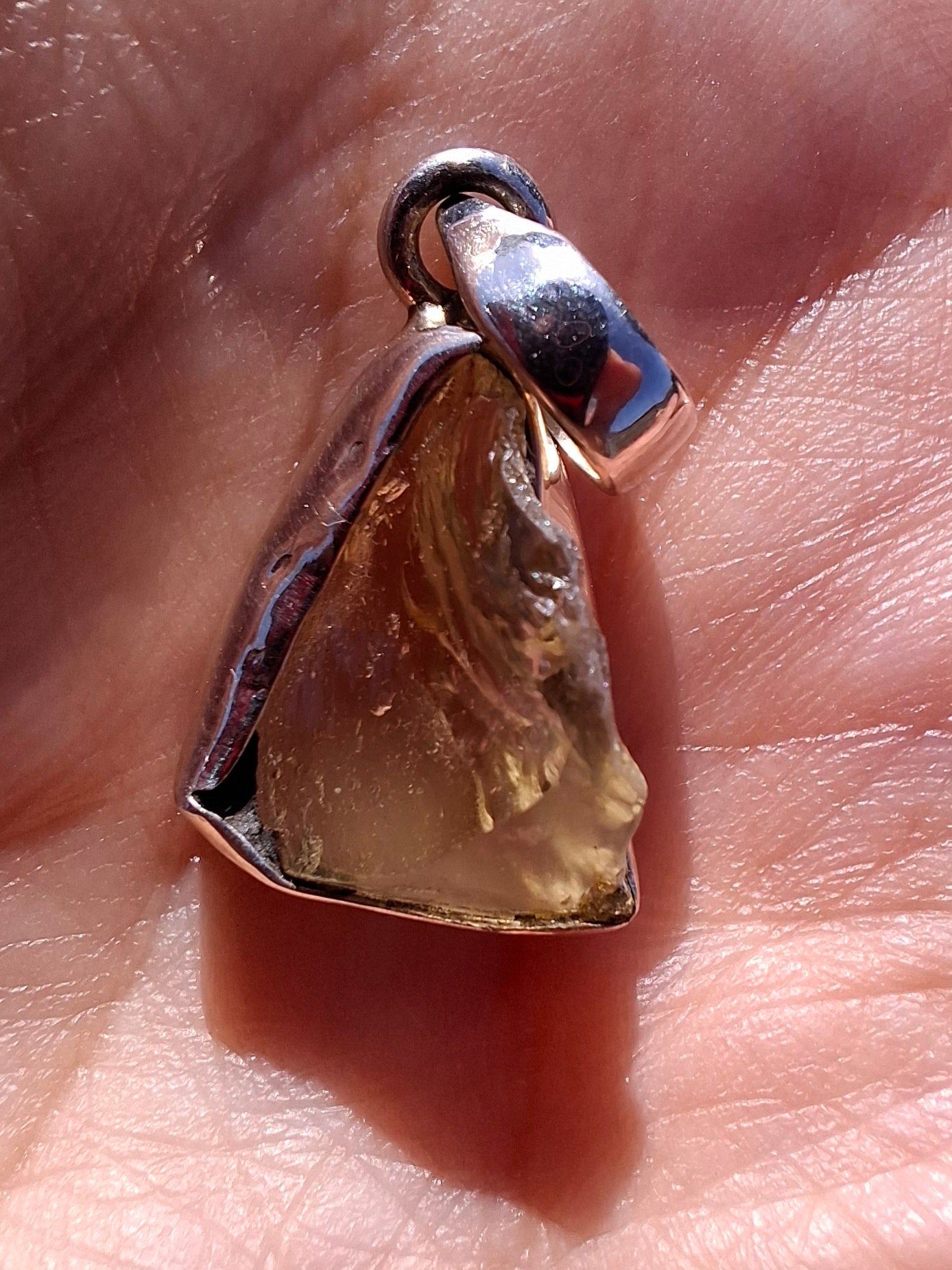 Libyan Desert Glass Pendant, 925 Silver, Tektite (Ref: LP101)