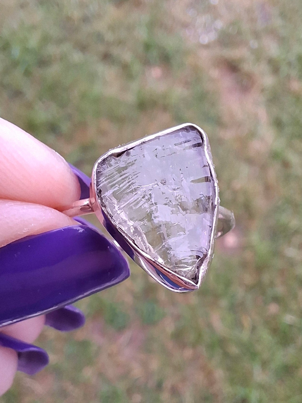 Libyan Desert Glass Ring, size large Q, 925 Silver, Tektite (Ref: LR35)