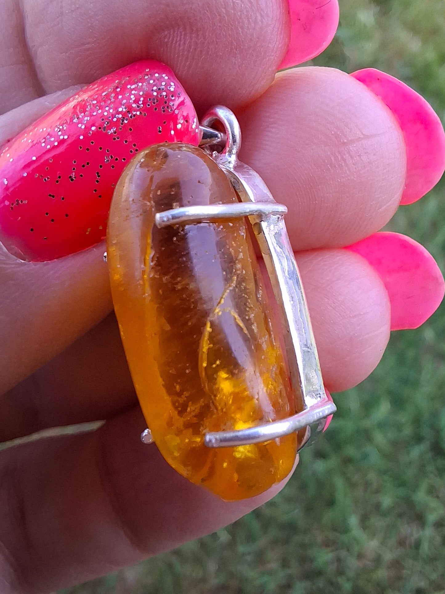 Baltic Amber Pendant, 925 Silver, Fossil (Ref: AP13)
