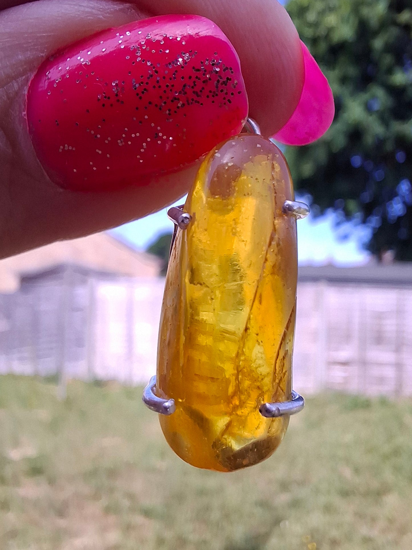 Baltic Amber Pendant, 925 Silver, Fossil (Ref: AP13)
