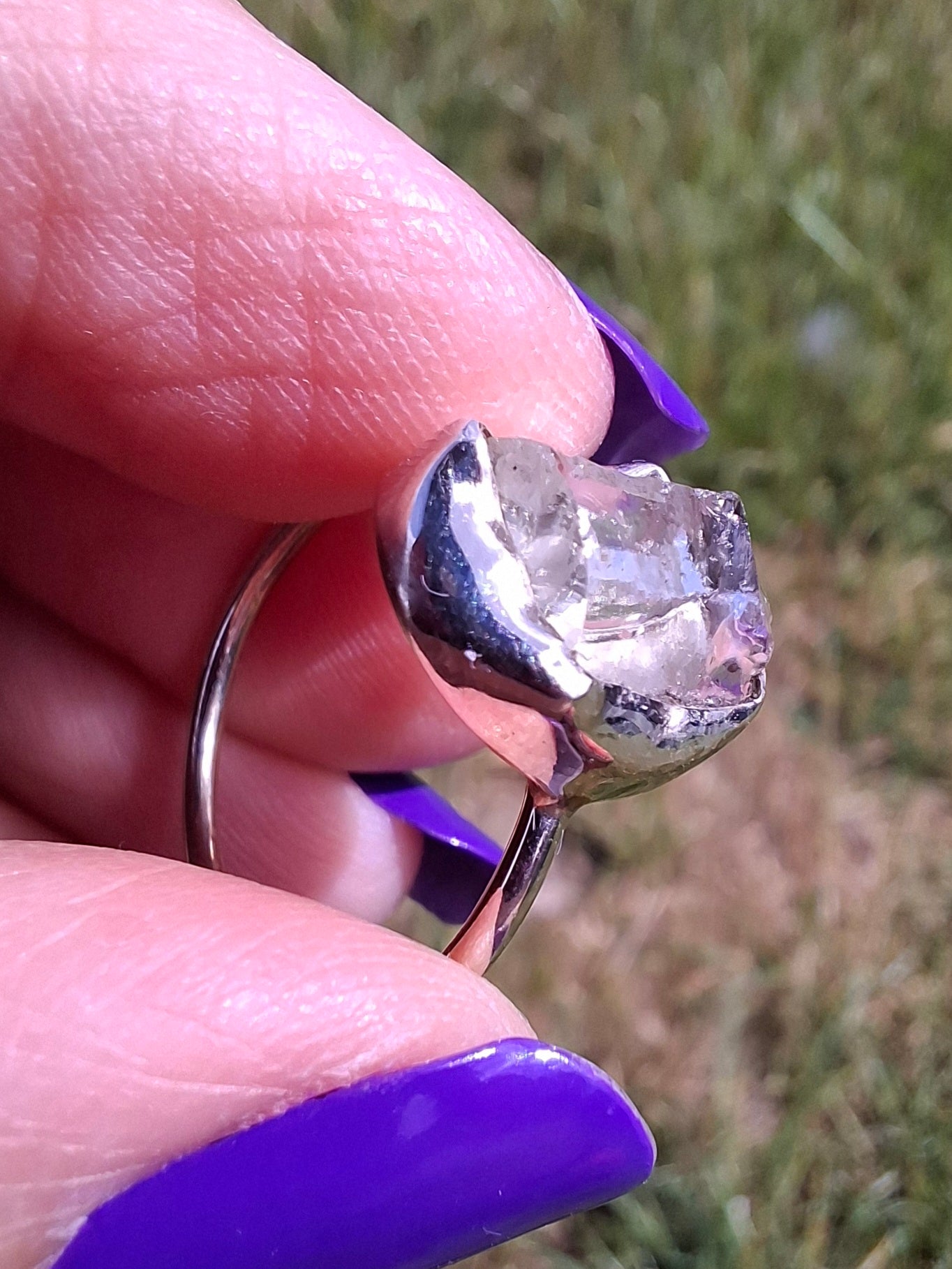 Libyan Desert Glass Ring, size large M, 925 Silver, Tektite (Ref: LR20)