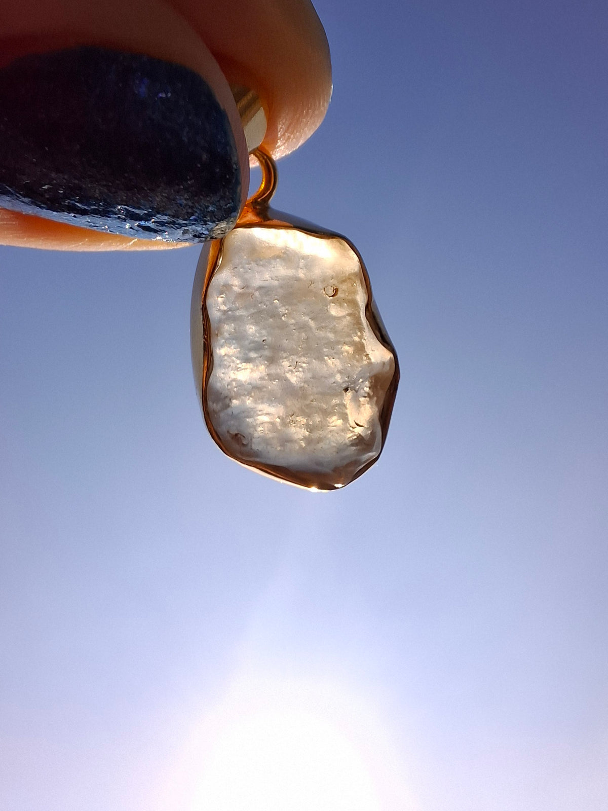 Libyan Desert Glass Pendant, 14K GOLD Plated, Tektite (Ref: LP124)