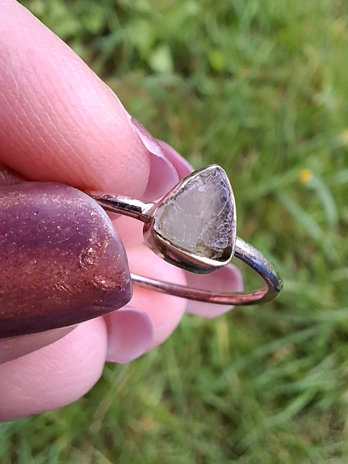 Moldavite Ring, size large R/small S, 925 Silver, Tektite (Ref: R67)