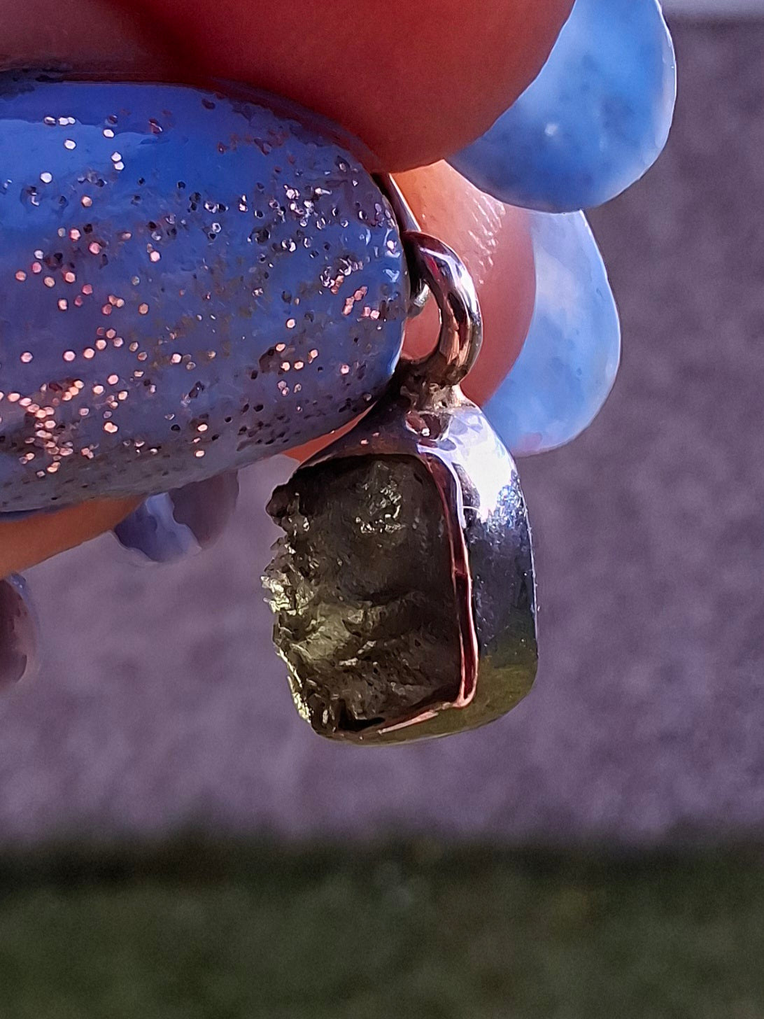 Moldavite Pendant, 925 Silver, Tektite (Ref: P61)