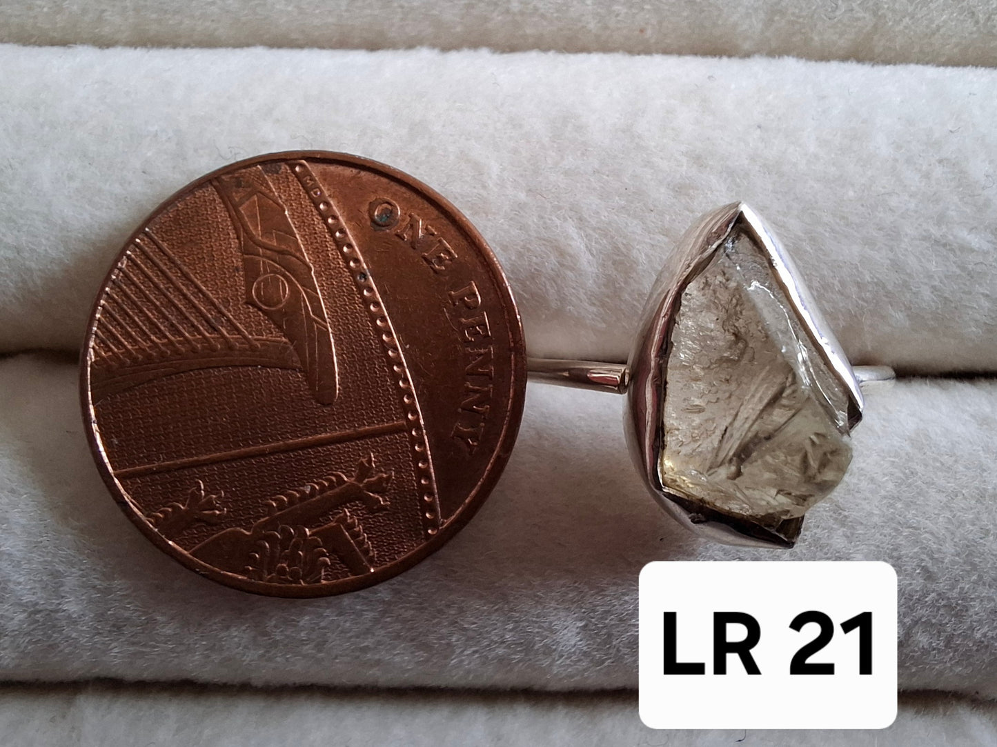 Libyan Desert Glass Ring, size Large O, 925 Silver, Tektite (Ref: LR21)