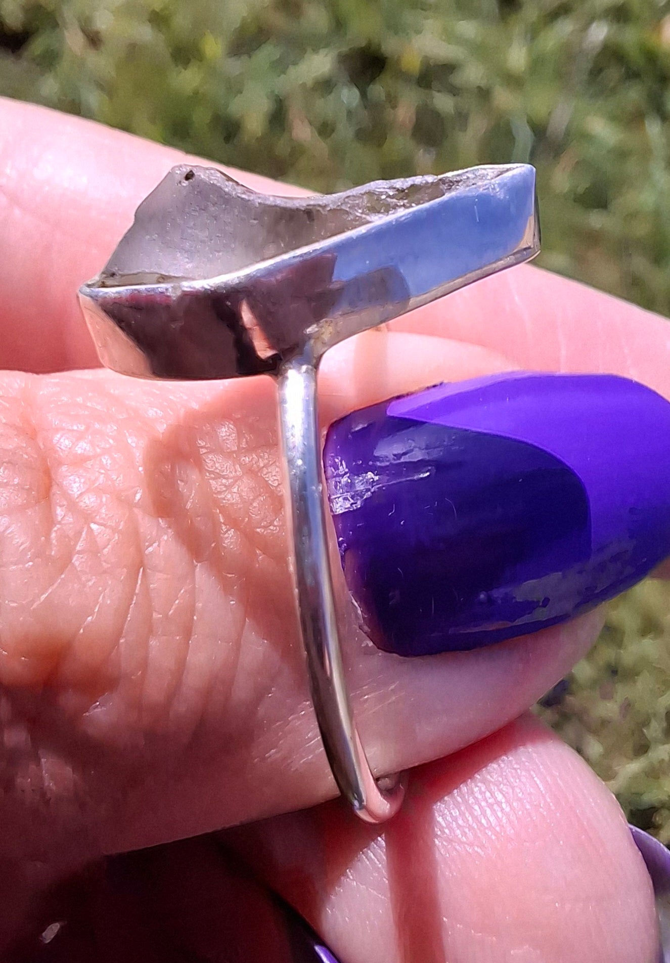 Libyan Desert Glass Ring, size large W, 925 Silver, Tektite (Ref: LR62)