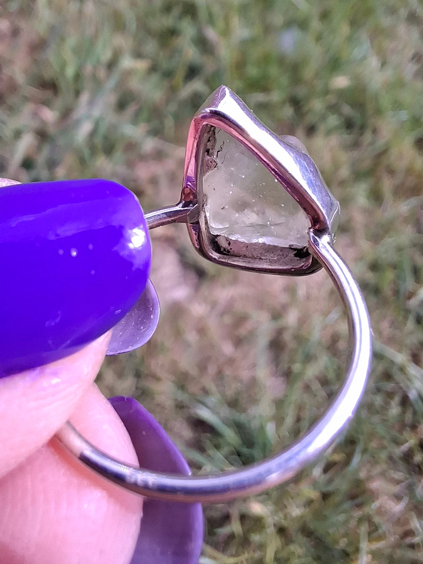 Libyan Desert Glass Ring, size large Q, 925 Silver, Tektite (Ref: LR36)