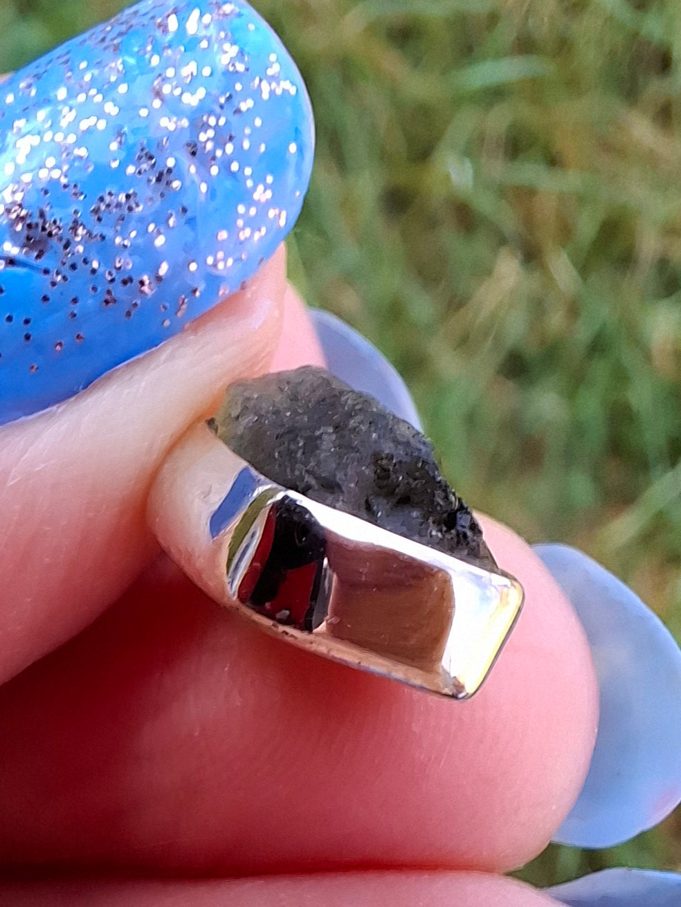 Moldavite Pendant, 925 Silver, Tektite (Ref: P31)