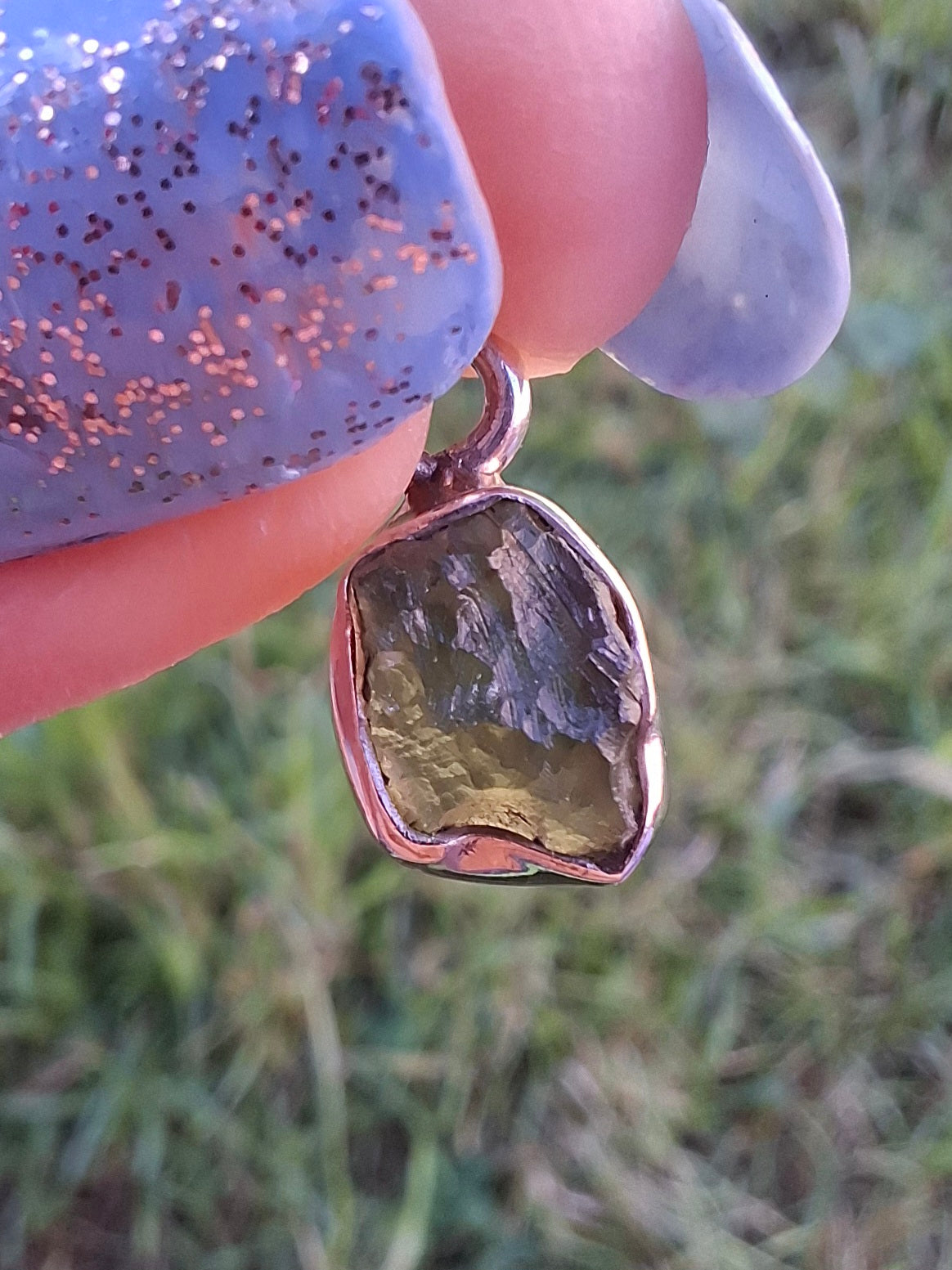 Moldavite Pendant, 925 Silver, Tektite (Ref: P86)