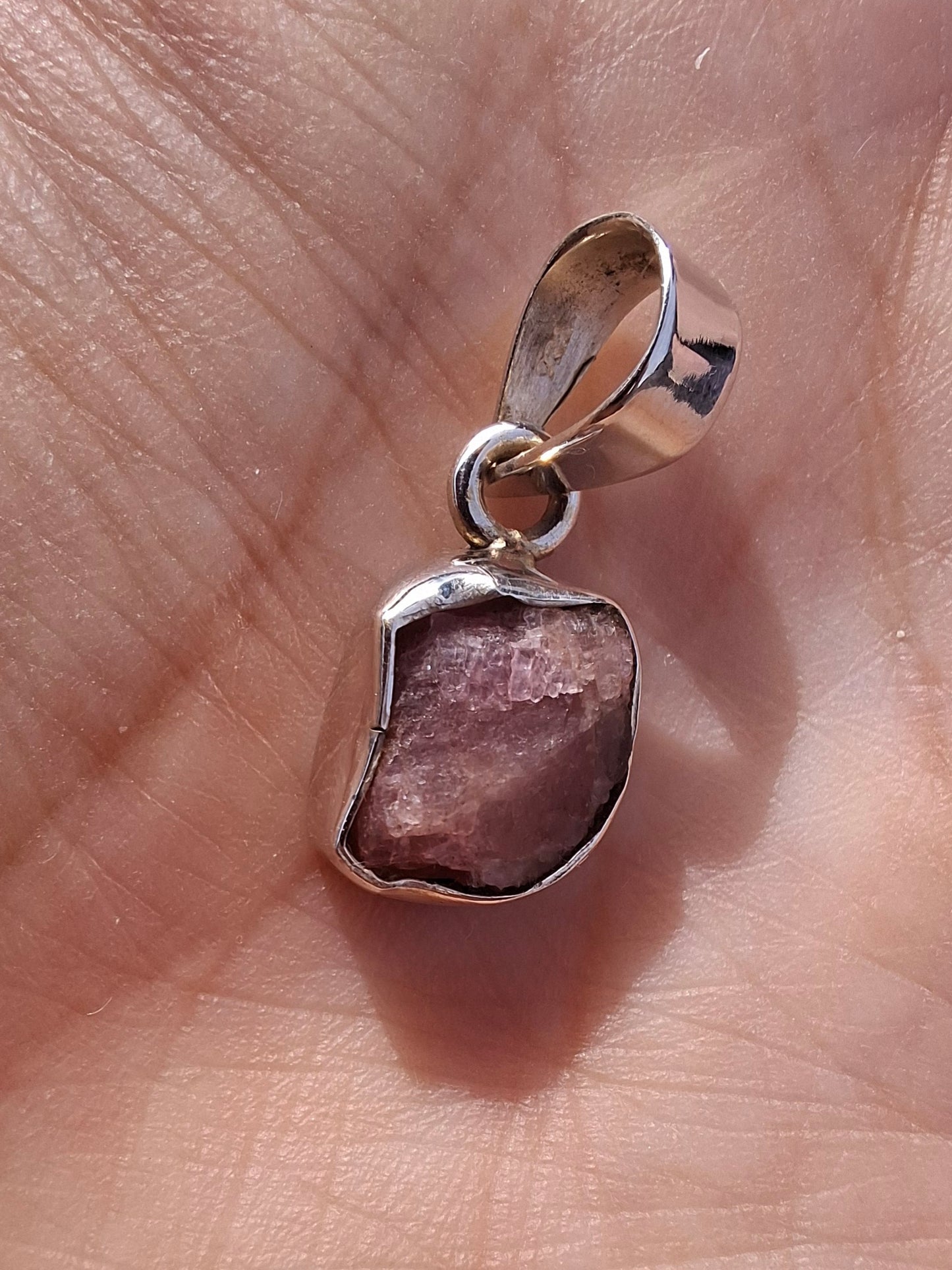 Pink Tourmaline Pendant, 925 Silver, Crystal (Ref: PT82)