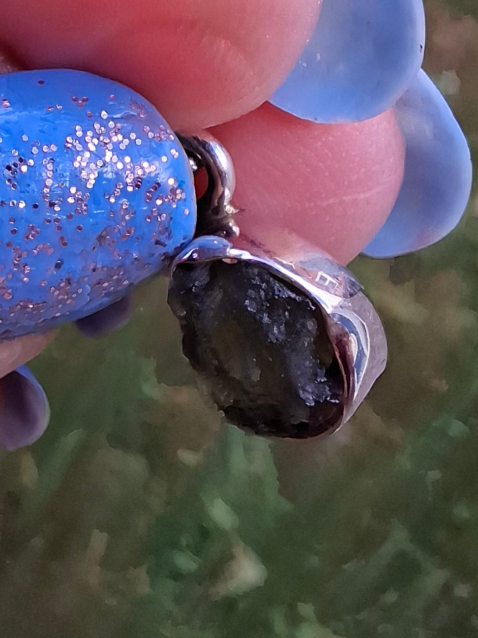 Moldavite Pendant, 925 Silver, Tektite (Ref: P78)